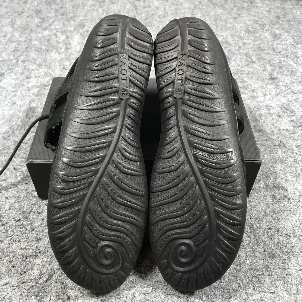 Naot Mary Jane Shoes Womens Size 11 42 Black Leather Lace Up Comfort Flats